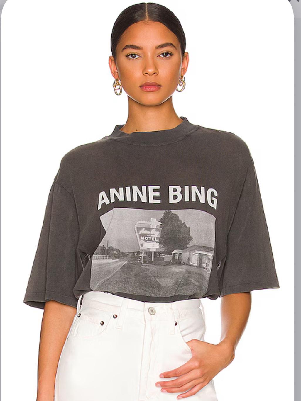 Anine Bing Wes Motel Tee Washed Black